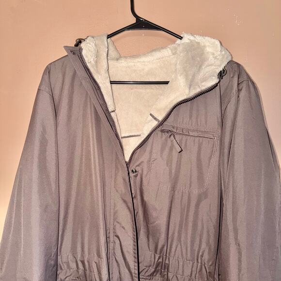 Women's Full Zip Brown Fleece Lined Hooded Outerwear Jacket - Size Large - Picture 6 of 6